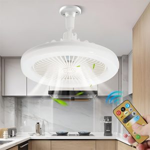 Plafondventilator met fitting, LED-verlichting en afstandsbediening | FANGLO