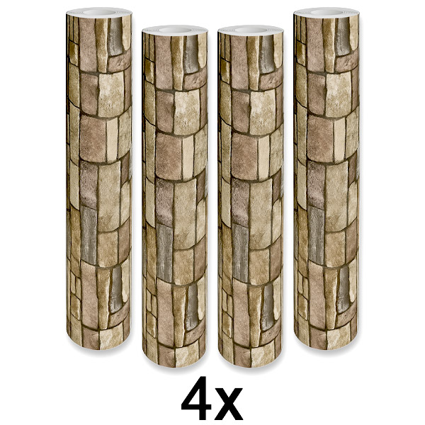 4x Zelfklevend 3D Bakstenen Wandpaneel | WALLCORWRAP