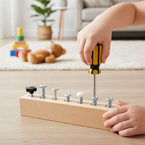Montessori Schroevenbord - Beukenhout, Echt Gereedschap, Vanaf 3 Jaar | MINIMOJSTER